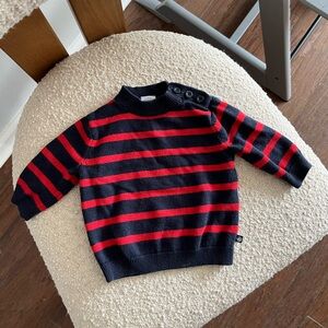 Petit Bateau 6M Striped Wool Sweater Marinière Navy blue